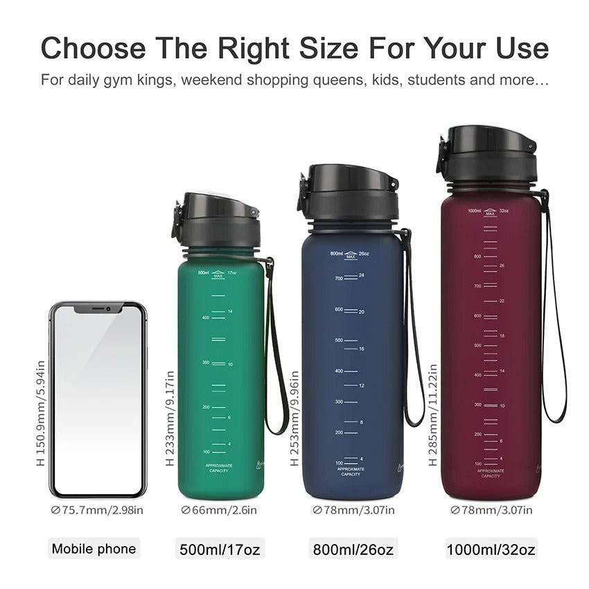 500/1000ml Leakproof Sports Water Bottle - BPA-Free Tritan Shaker for Gym & Outdoor